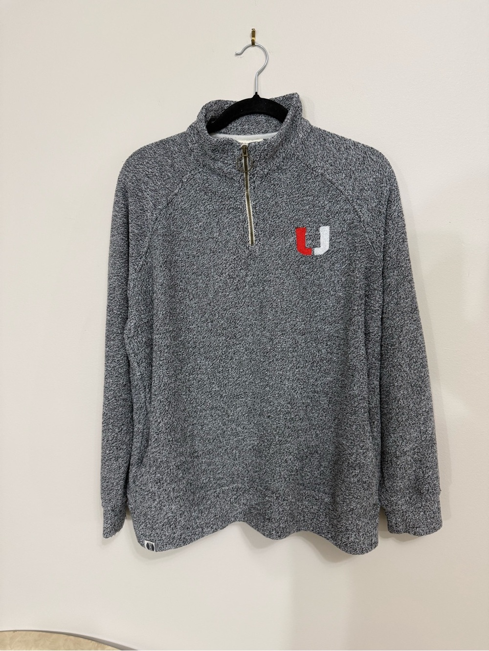 Holloway Ladies Size Large Gray Cuddly Quarter Zip Mock Neck Pullover Sweater